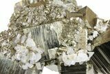 Cubic Pyrite Crystal Cluster with Scalenohedral Calcite - Peru #167733-4